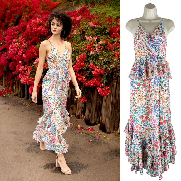 Yumi Kim Kaia Floral Printed Ruffle Maxi Dress Kingston Garden Size 2 - Picture 1 of 12